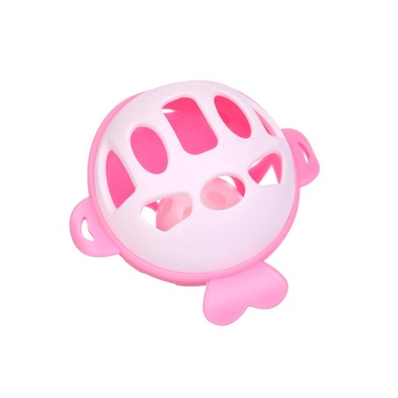 Silicone teether for teeth with a rattle "fish", in the case, pink color, crumb I-4