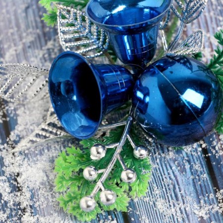 Decor "Winter Tale" Berries and Bells, 15 cm, blue-1