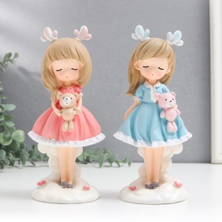 Polystone souvenir "Girl with deer horns and a bear in the hands" MIX 8x9.5x20.5 cm