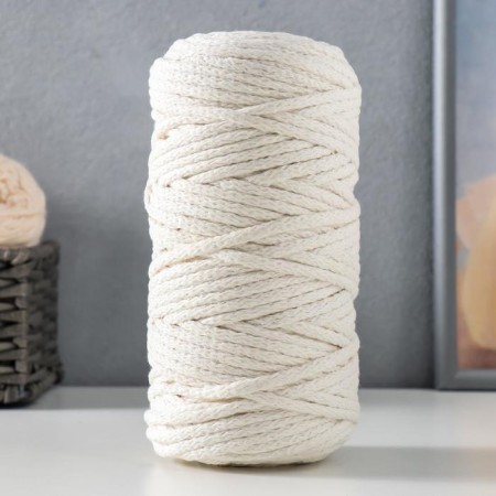 Knitting cord "Puff" 100% cotton width 5mm 100m (milk)