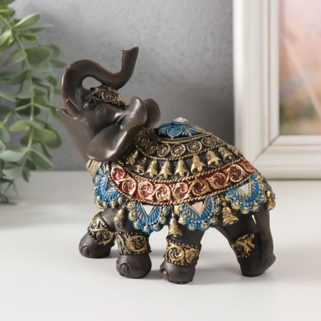Polystone souvenir "Elephant in Red-blue Popone" MIX 11x6x12 cm-1
