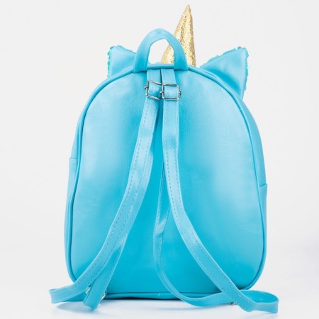Baby backpack for a girl with sequins "Unicorn", a lightning department, blue color-2