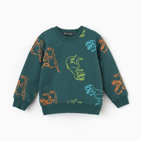Sweatshirt for boys, emerald color/dino, height 98 cm