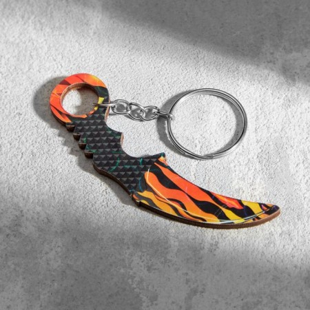 Wooden keychain "Cerambit" 8x3 cm tiger-1