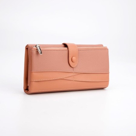 Women's wallet on the button, pink color