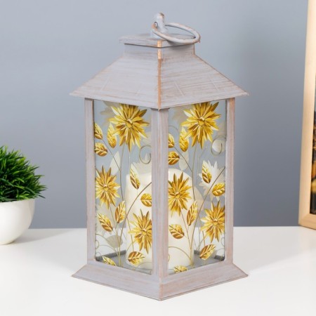 Spinker "Flowers" LED from 3HaAA batteries with a gray with a golden patina 14x14x29.5 cm Risalux