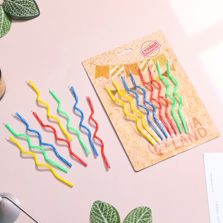 Candles for a cake, set 8 pcs, twisted, 17 cm-1