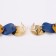 Azelia metal earrings curved circles, beige-blue in gold