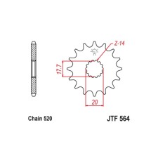 Leading star JT SPROCKETS JTF564-13, chain 520, 13 teeth