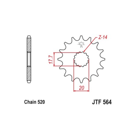 Leading star JT SPROCKETS JTF564-13, chain 520, 13 teeth