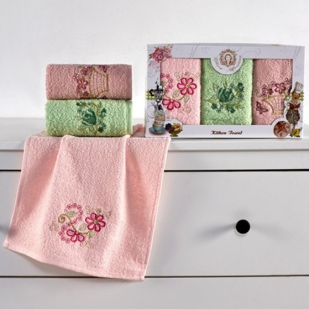 Set of terry napkins "Flowers", size 30x50 cm - 3 pcs-1
