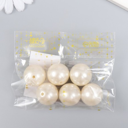 Beads for creativity plastic "Pearls White" d = 2.2 cm set 6 pcs-2