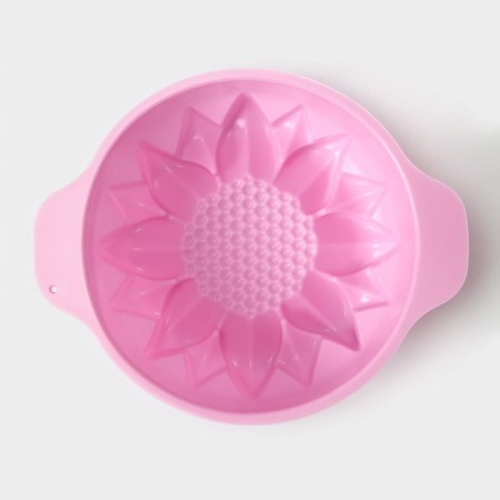 Baking uniform "Sunflower", silicone, 15.3 × 13 cm, with handles, pink color-3