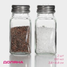 Set for spices made of glass “Standard”, 2 items: Solonka, List of 100 ml