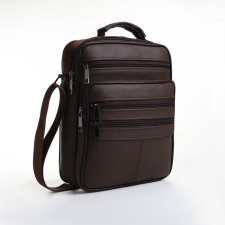 Male bag on lightning, long belt, brown color