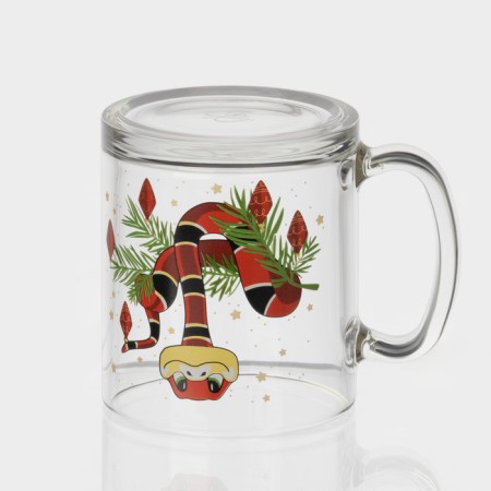 New Year's glass tea mug "New Year's snakes", 320 ml, mix-3