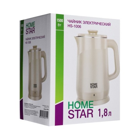 Electric kettle Homestar HS-1006, plastic, flair, 1.8 l, 1500 watts, beige-17