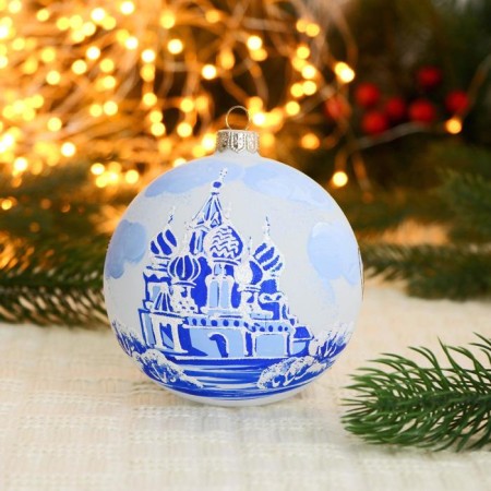 Christmas ball D-10 cm "Moscow Gzhel"
