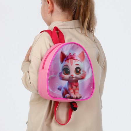 Children's backpack 21*9*23, lightning departure, a cat with a bow, pink-5