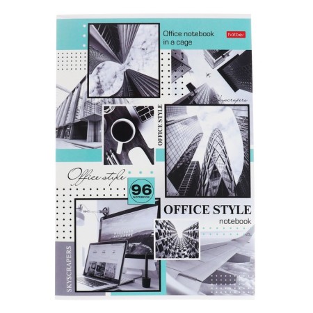 A4 notebook, 96 sheets in the "Office Style" cage, cover coated cardboard, selective matte varnish, block 65 g/m2, 3v mix-2