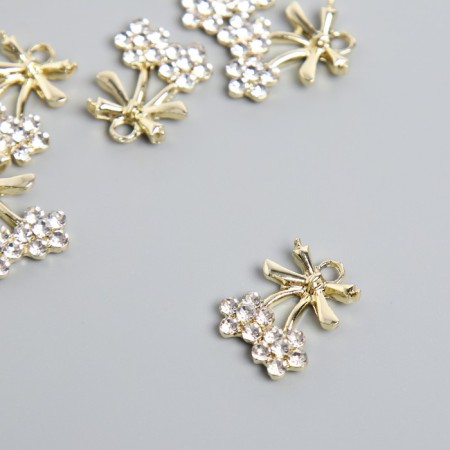 Decor for creativity metal, rhinestones "bow-flowers" gold 1.5x2 cm