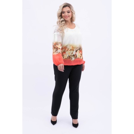 Female blouse, size 52, white color, coral-7