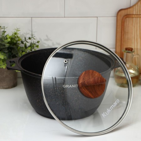 Pan Granit Ultra, 4 l, d = 24 cm, h = 14 cm, glass cover, anti -stick coating-1