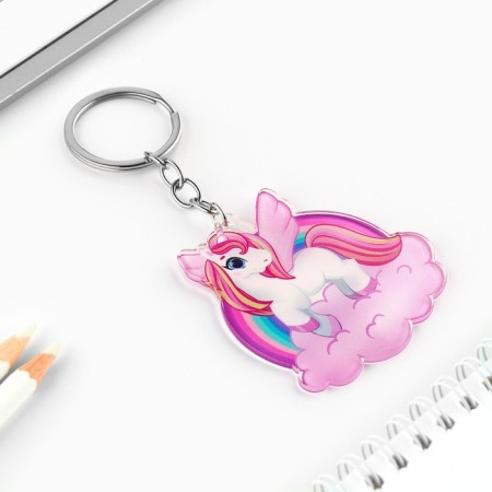 Key keychain children's acrylic "unicorn", 3.5 x 10 cm-3