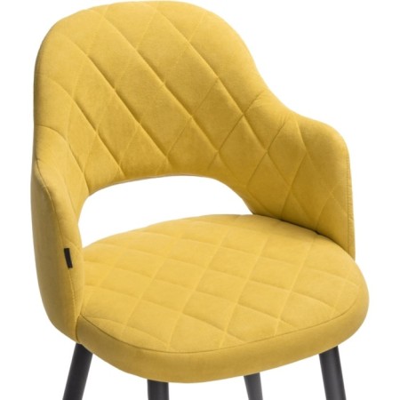 Stool on a metal frame Gutride metal/velor, black/yellow 51x56x82 cm-4