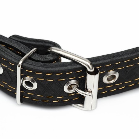 Collar of two-layer leather decorated, 64 x 3 cm, Osh 40-55 cm, black-2
