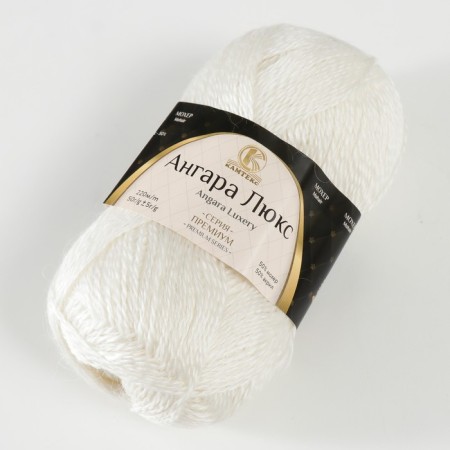 Angara luxury yarn 50% acrylic, 50% mohair 220m/50g (205 white)-1