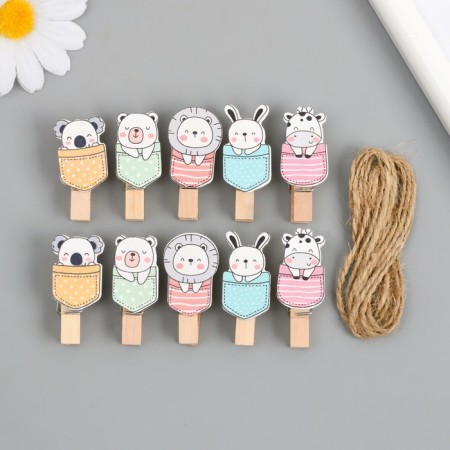 Decor for creativity tree "Procher. Beast in pockets" set of 10 pcs 3.8x2x1.2 cm