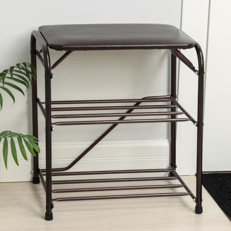Shoe stand, 3 shelves, 45 cm, with a seat, a copper antique color