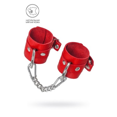 Handcuffs Pecado BDSM, soft with grirts, genuine leather, red