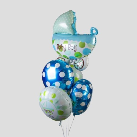 Bouquet of balls “Birth of a boy”, stroller, foil, set of 5 pcs.
