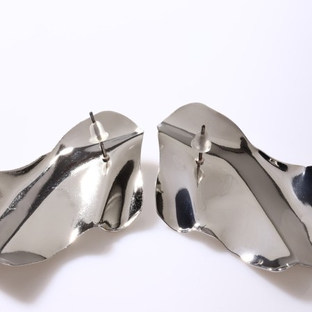 Earrings Metal "Atmosphere" abstraction, color silver-1