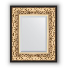 Mirror with fake in the baguette frame - Baroque gold 106 mm, 50 x 60 cm, evoForm