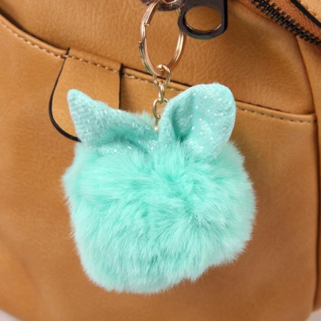 Fluffy on the ring "Ball with ears" mix 8x8 cm-4
