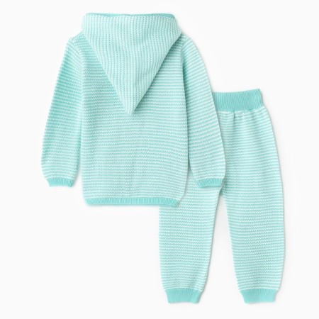Kit for children (jumper, trousers), menthol/white color, height 62 cm-10