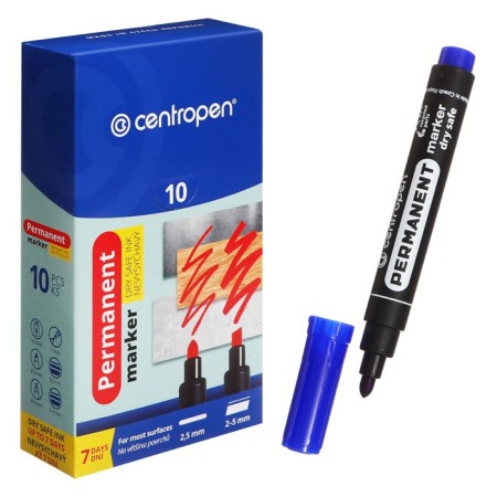 Permanent marker 2.5 mm centropen 8510, blue color (persistent to drying)-3