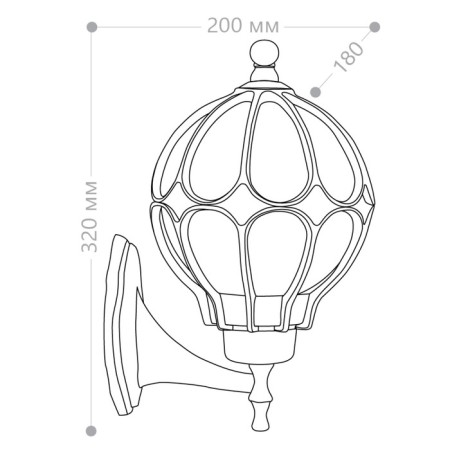 Sadovo-park lamp Feron PL3701, IP44, E27, 60 W, 180x200x320 mm, color black gold-2