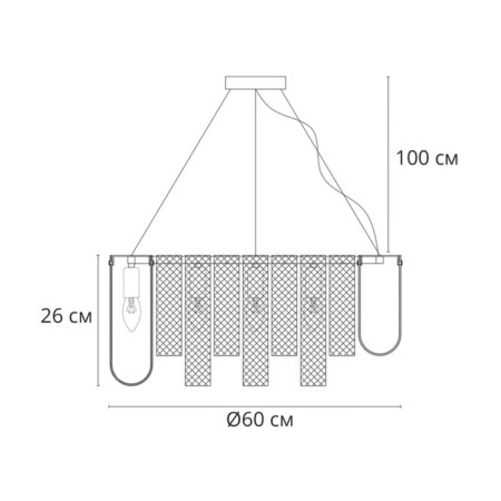 Suspended chandelier Arte Lamp Denebola A4074LM-10CC, E14, 10x40 W, 60x60x26 cm, chrome-2