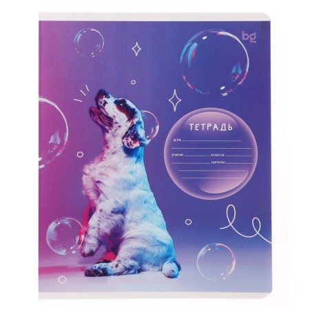 Notebook 12 sheets in a frequent slant on the clip "Dog", cover shaking cardboard, VD-smies, mix-5