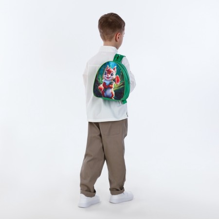 Children's backpack on the zipper "chosen", the color is green-7