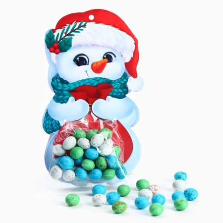 New Year! Chocolate with cookies, on the postcard "Happy New Year", a snowman-1