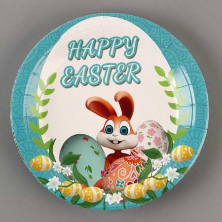 Paper plates "Light Easter" with a bunny, 6 pcs.
