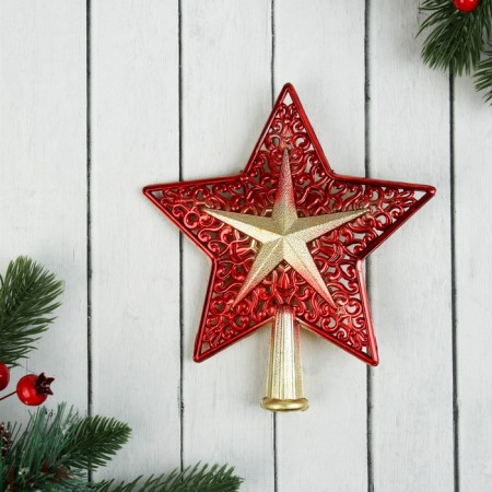 Top "Double patterned star" 16x14 cm, golden red