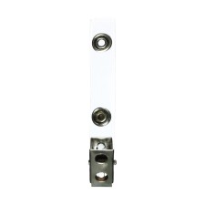 Metal clothing for badge, with a plastic loop, on the button