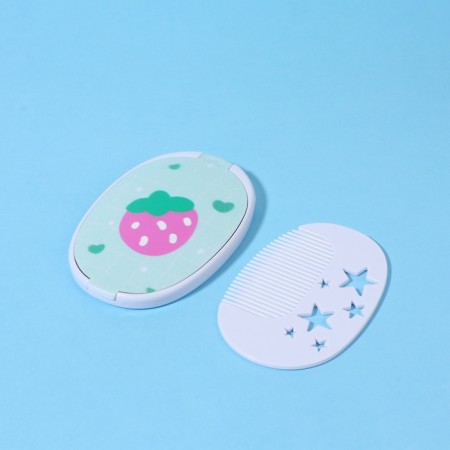 Folding mirror "strawberries", with a comb, 6.5 × 9.5 cm-5