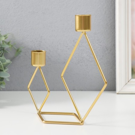 Summary Metal for 2 candles "Geometry. Romb" gold d = 2.3 cm 7.8x18x19 cm-3